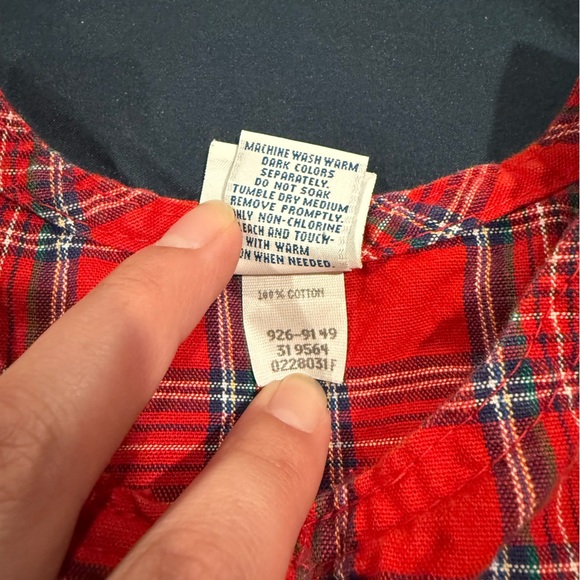 Oshkosh b'Gosh Vintage Jumper Dress Girls 3T Overall Plaid Tartan Button USA - Picture 4 of 9